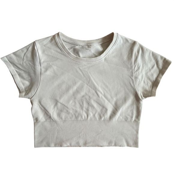 OFFLINE by Aerie Tops - OFFLINE by Aerie Womens Seamless Short Sleeve Crop Top Light Off-White Small